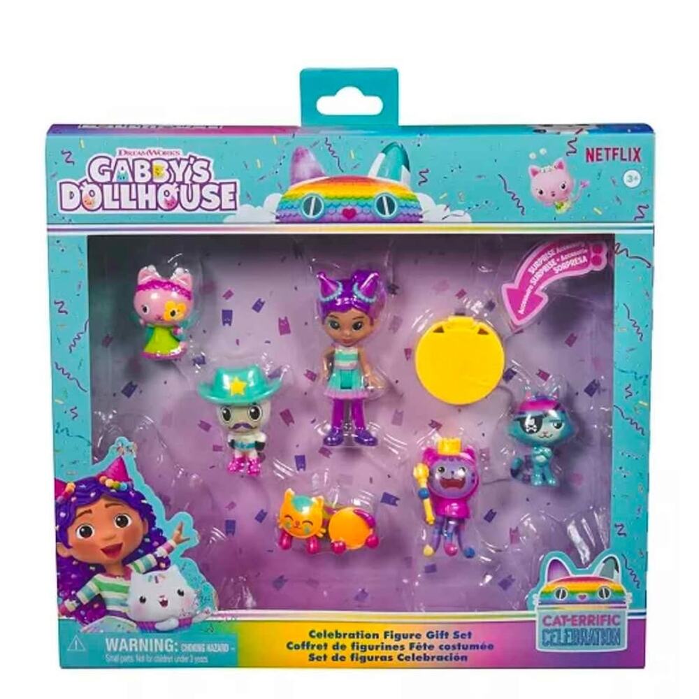 New in Box Gabby's Dollhouse Celebration Themed Cat Toy Figures